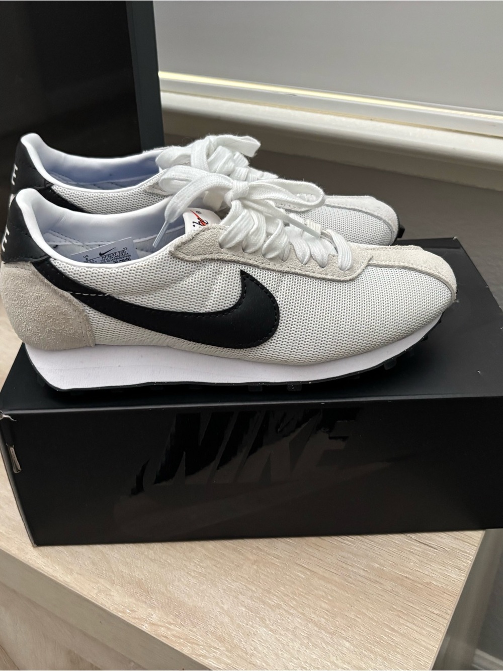 Nike White and Black Retro Runner Sneakers